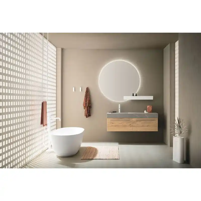 Exclusieve Aanbieding SKY PREGIATI COMPOSIZIONE 07 FINITURA ROVERE ANTICO ESSENZA L140.6 CM P50.5 CM CON VASCA INTEGRATA IN LAMINAM