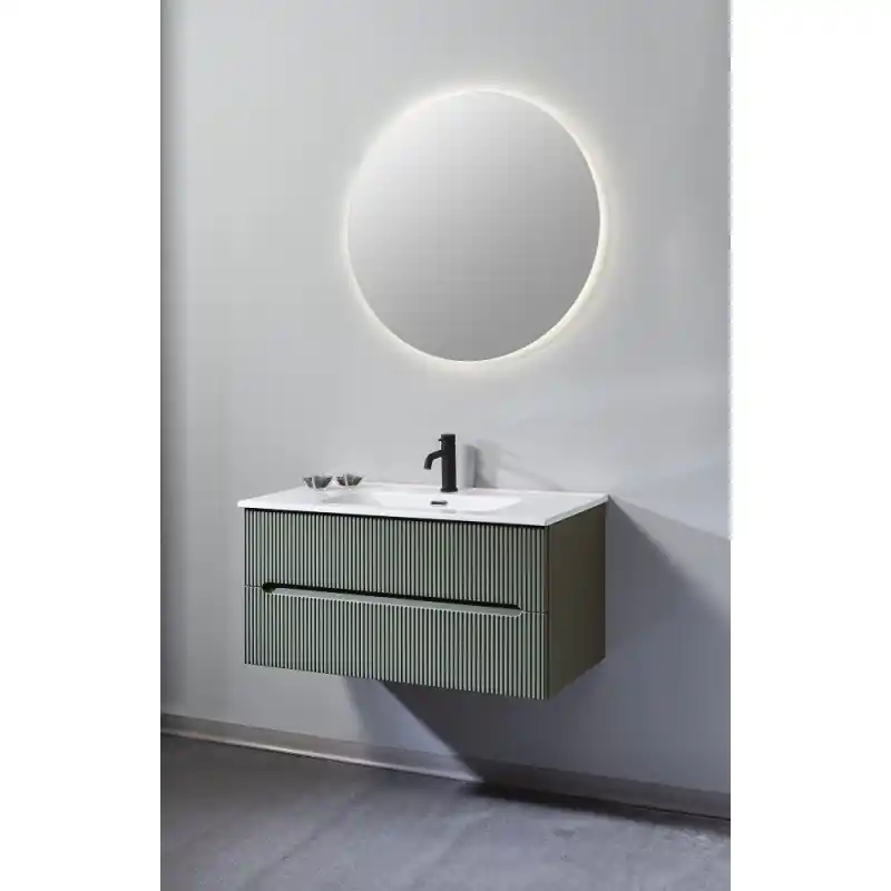 Meest Verkocht COMPOSIZIONE MOBILE VERDE MATT L. 90 CM P. 46 CM H. 45 CM CON SPECCHIO E FARETTO