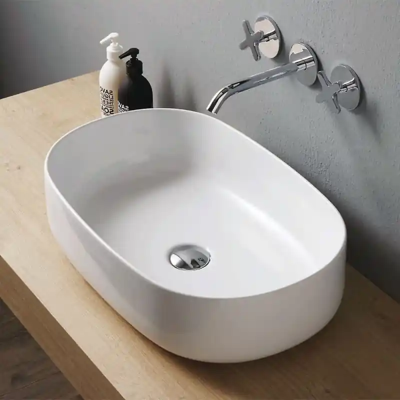 Aanbieding NICE 55 LAVABO DA APPOGGIO BIANCO LUCIDO