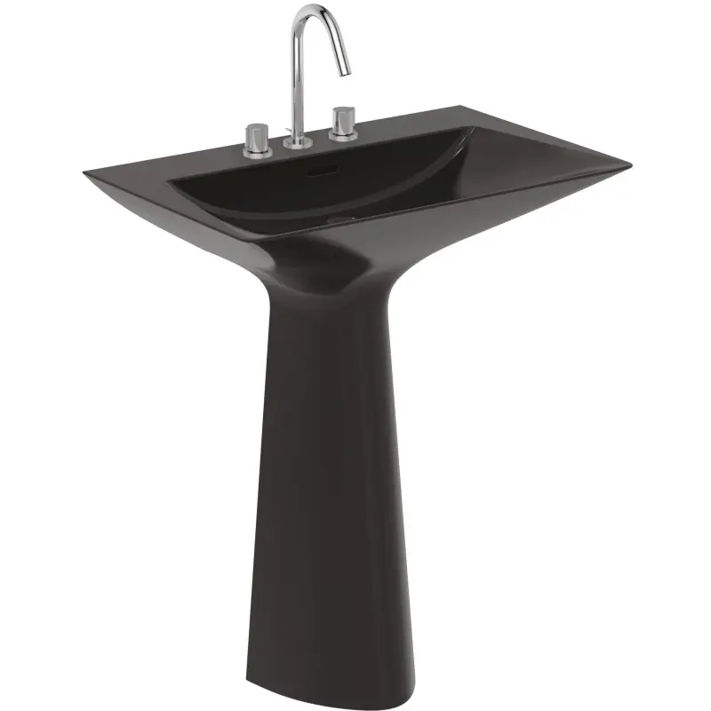 Populair TIPO-Z LAVABO TOTEM C/ TROPPOPIENO 3 FORI NERO LUCIDO