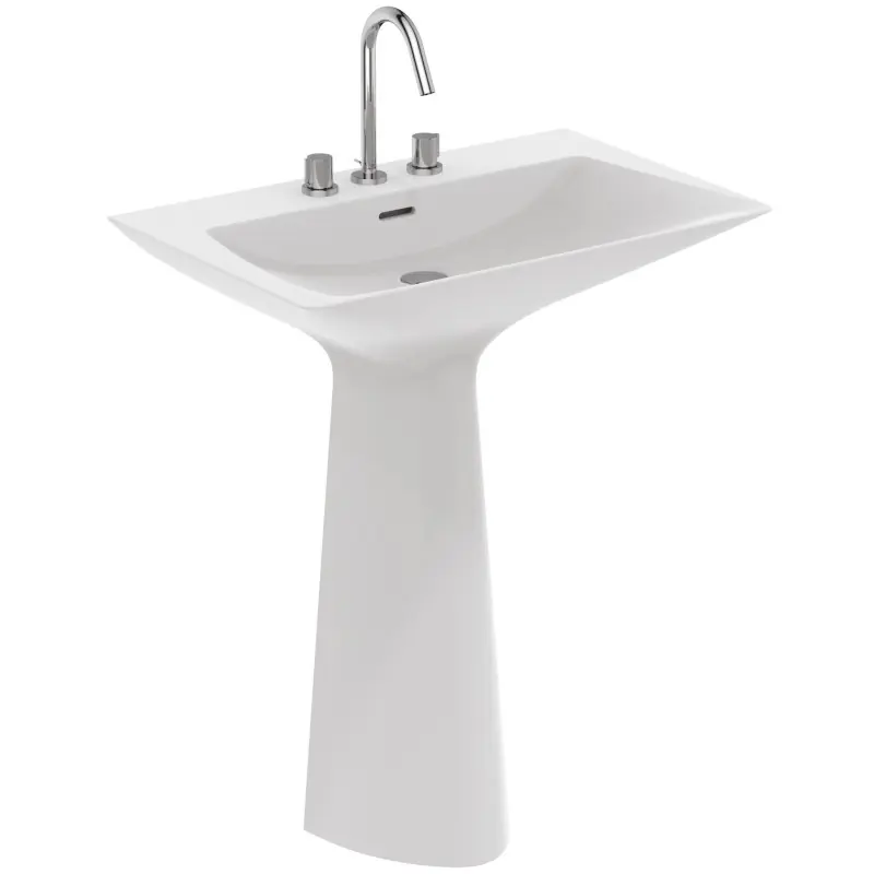 TIPO-Z LAVABO TOTEM C/ TROPPOPIENO 3 FORI BIANCO SETA Gratis Retour
