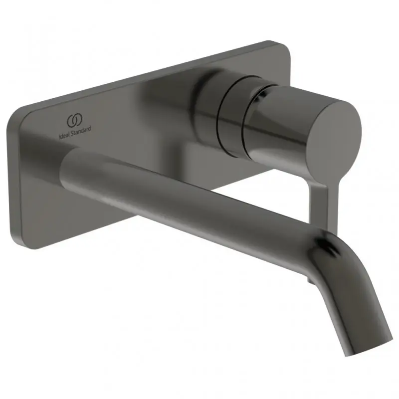 JOY LAVABO MISCELATORE MONOCOMANDO A PARETE C/PIASTRA RETTANGOLARE E BOCCA DA 220MM MAGNETIC GREY Speciale Aanbieding