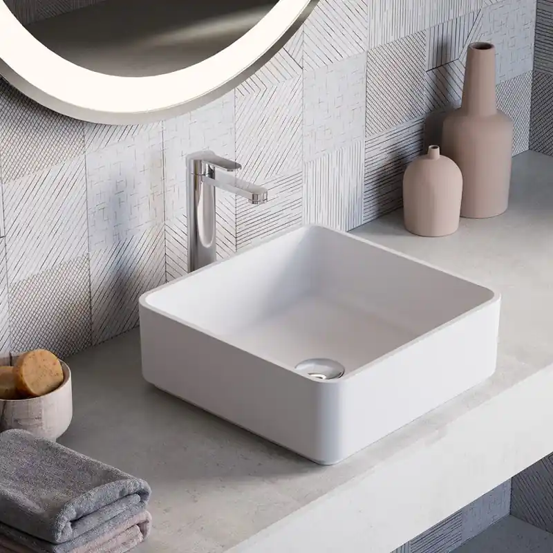 LAVABO APPOGGIO QUADRATO 37,5X37,5 BIANCO OPACO Gratis Retour