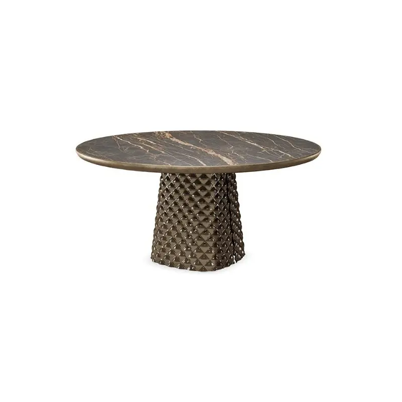 Goedkoop TAVOLO ATRIUM KERAMIK PREMIUM ROUND 160X73,5H BASE CRISTALLO SPECCHIATO COUTURE BRONZO - PROFILO BRUSHED BRONZE