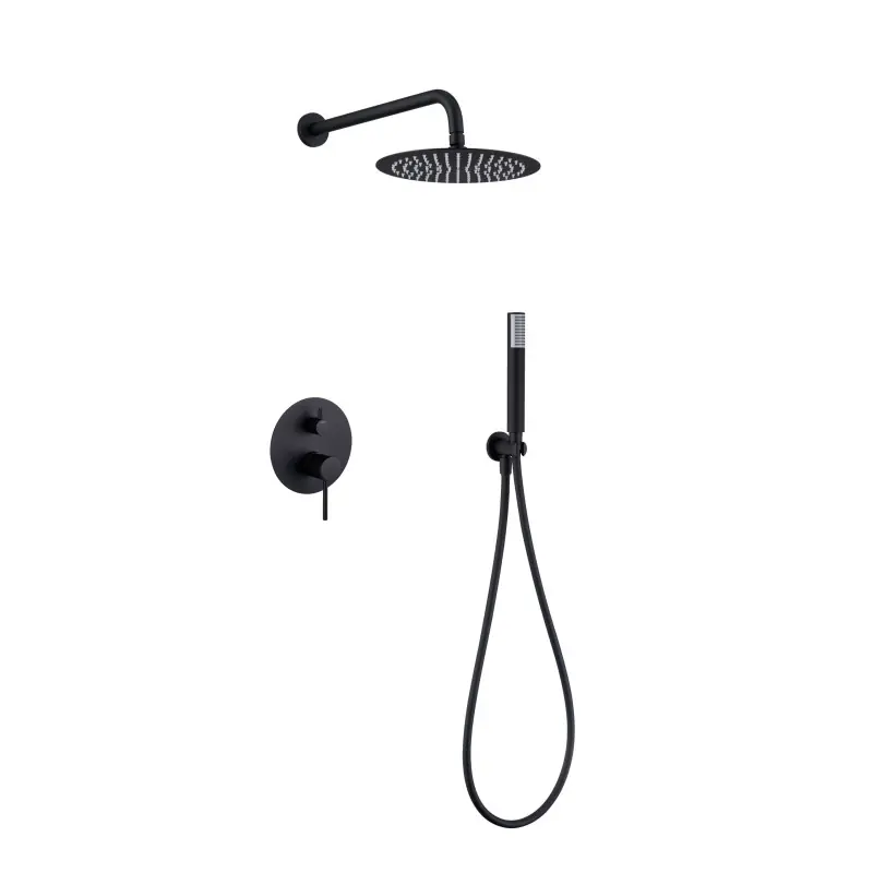 Must-Have MONZA KIT DOCCIA A INCASSO CON DEVIATORE CON SOFFIONE E DOCCETTA NEGRO MATE