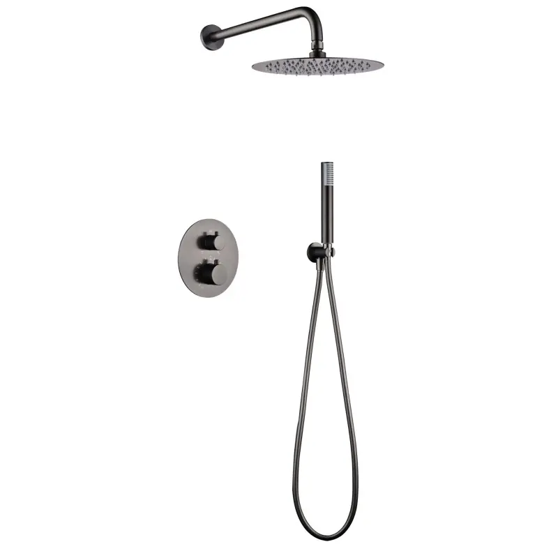 MONZA KIT DOCCIA A INCASSO CON DEVIATORE TERMOSTATICO CON SOFFIONE E DOCCETTA BLACK GUN METAL Speciale Aanbieding