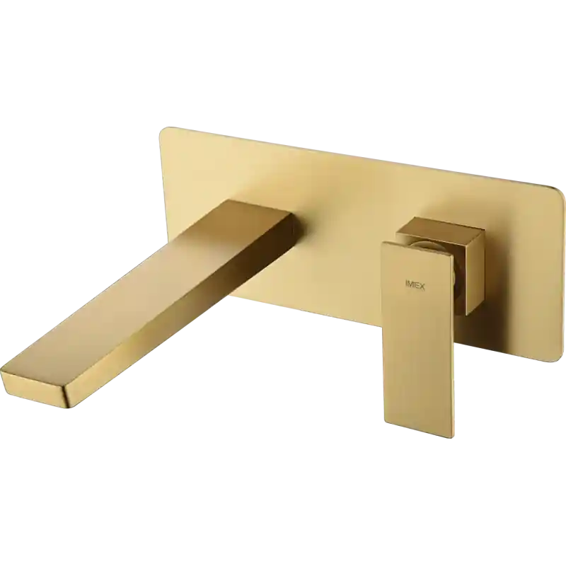 Speciale Aanbieding PISA MISCELATORE LAVABO A MURO CON PARTE AD INCASSO ORO SPAZZOLATO