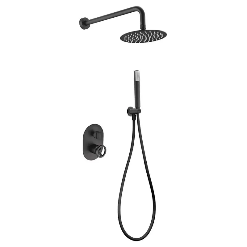 Aanbieding OLIMPO KIT DOCCIA CON MISCELATORE A DUE VIE NERO MATT + SOFFIONE E DOCCETTA