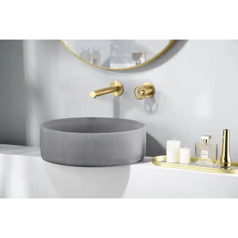 OLIMPO MISCELATORE LAVABO A MURO CON PARTE INCASSO ORO SPAZZOLATO Tijdelijk Beschikbaar
