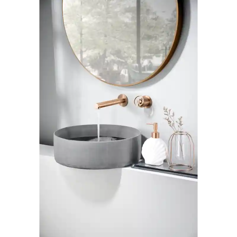 Koop Vandaag OLIMPO MISCELATORE LAVABO A MURO CON PARTE INCASSO ORO ROSA SPAZZOLATO