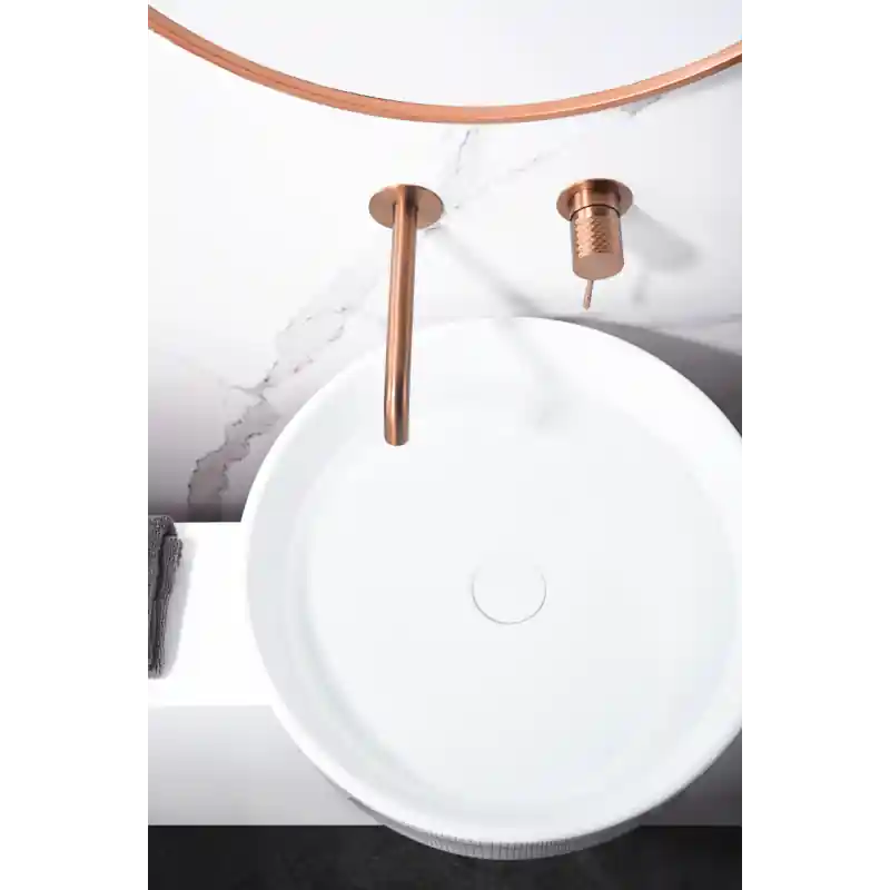Weekendaanbieding GENOVA MISCELATORE LAVABO A MURO SENZA SCARICO ORO ROSA SPAZZOLATO