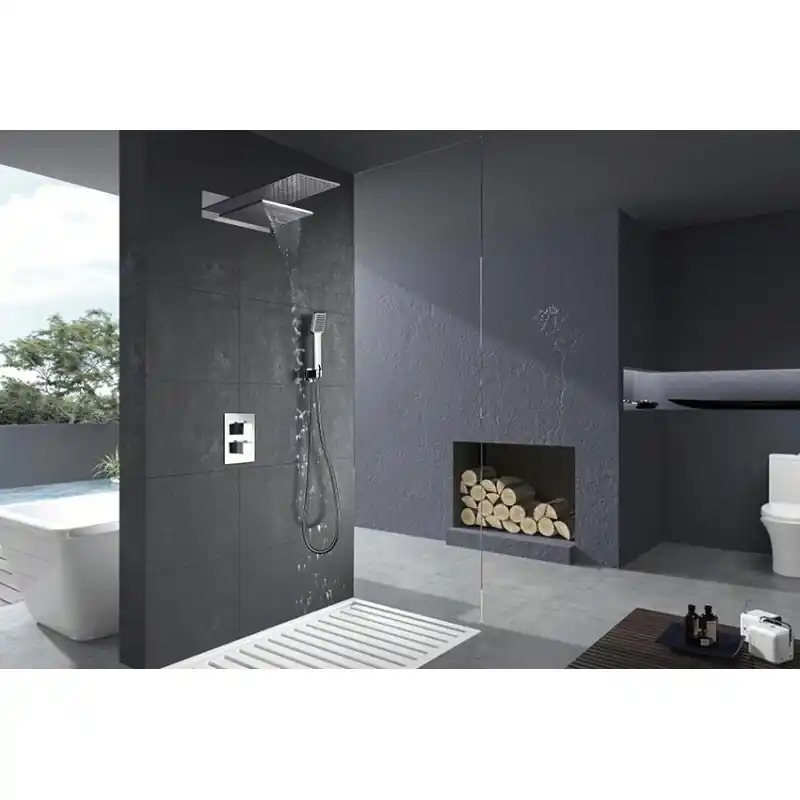 Populair RODAS KIT DOCCIA INCASSO TERMOSTATICO CROMO CON SOFFIONE ECASCATA + DOCCETTA