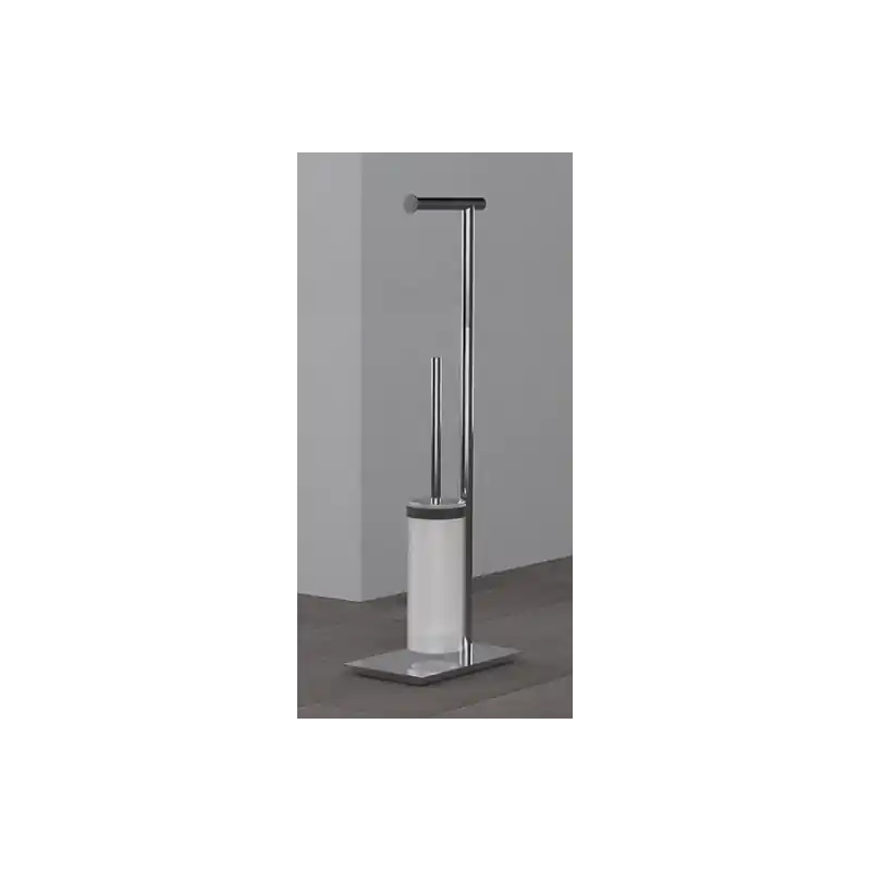 Premium SQUARE PIANTANA CON PORTA ROTOLE E PORTA SCOPINO