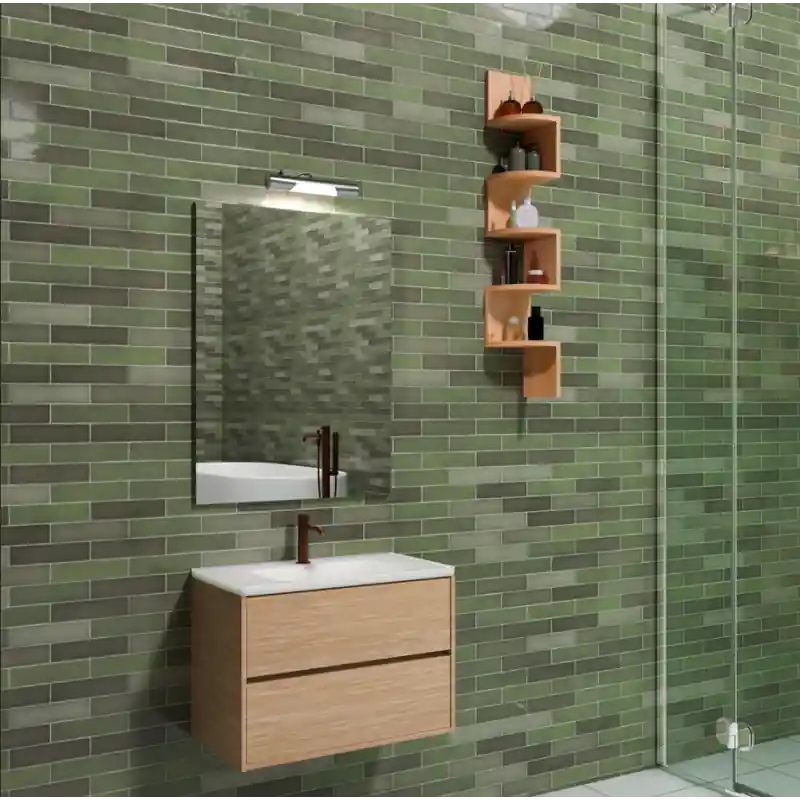 Lage Kosten B-BEST COMPOSIZIONE FINITURA ROVERE NATURALE L. 80 CM P. 45,5 CM H. 58,5 CM - COMPLETO DI SPECCHIO E FARETTO