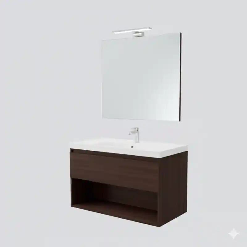 Bestseller B-BEST COMPOSIZIONE FINITURA WENGE - L. 100 CM P. 45,5 CM H. 58,5 CM - 1 CASSETTO - COMPLETO DI SPECCHIO E FARETTO