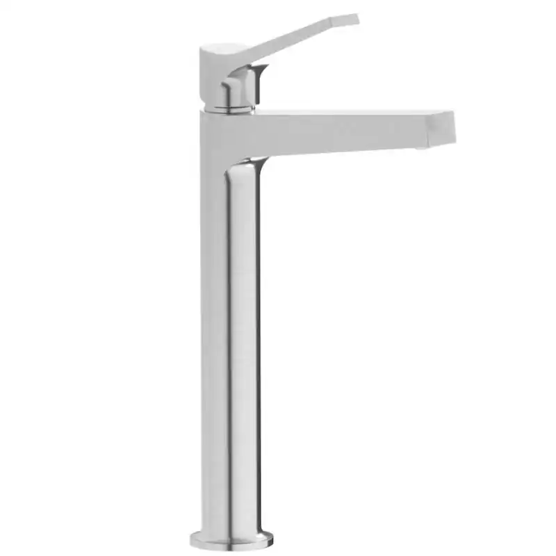 Betrouwbaar TWITTER MISCELATORE LAVABO ALTO COMPLETO DI SCARICO AUTOMATICO NICKEL SPAZZOLATO