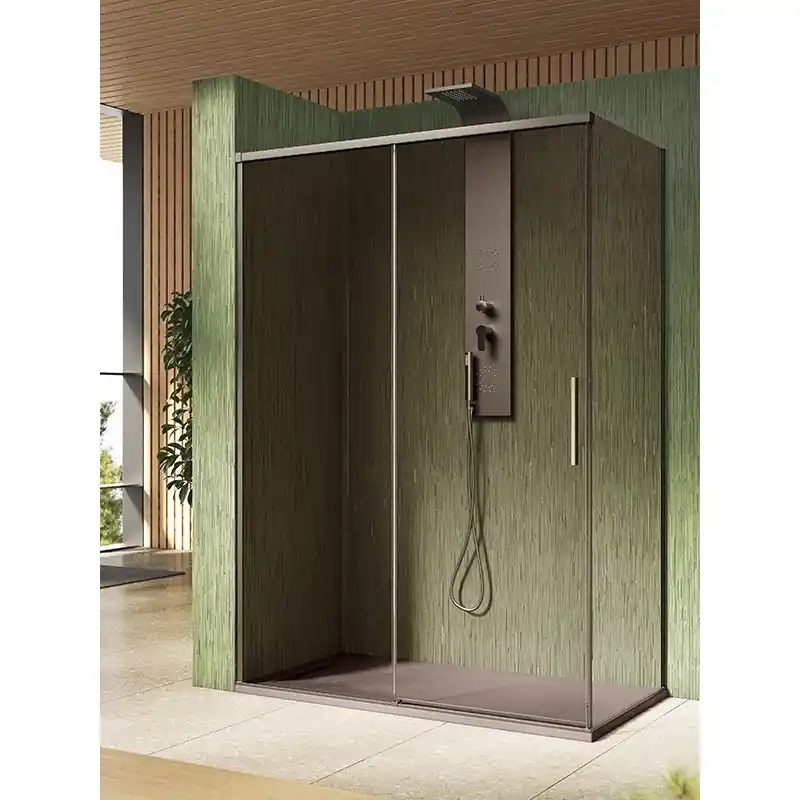 Express Levering ISCHIA ANGOLO 1 ANTA SCORREVOLE VETRO BRONZO PROFILO NICKEL