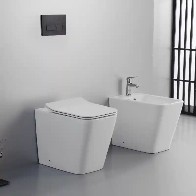 Ailin Set Vaso E Bidet Filo Muro Senza Brida Sedile Soft Close Bianco Lucido Favoriet