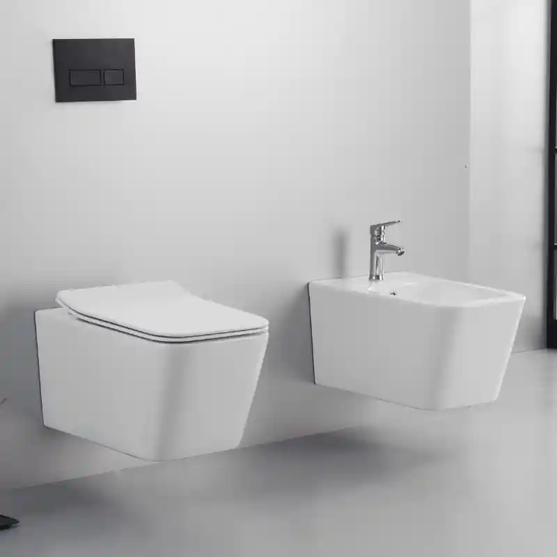 Exclusieve Aanbieding Ailin Set Vaso E Bidet Sospeso Senza Brida Sedile Soft Close Bianco Lucido