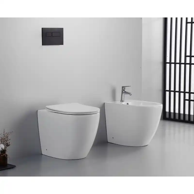 Actieprijs FLY SET VASO + BIDET FILO MURO SENZA BRIDA COMPRESO SEDILE SOFT CLOSE MATT