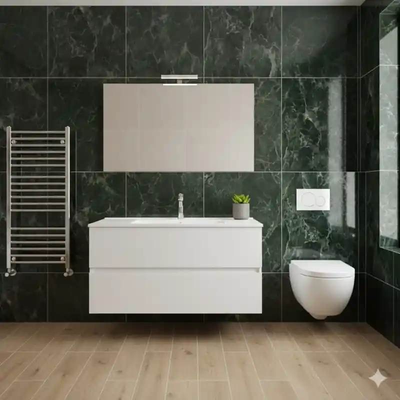 EASY COMPOSIZIONE BIANCO LUCIDO DA 100CM P45 H50 Laatste Kans