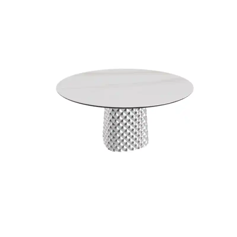 TAVOLO ATRIUM KERAMIK ROUND - BASE FUME‘ PIANO IN MARMO CERAMICO CALACATTA OPACO Ø 140xh73,5 Tijdelijk Beschikbaar