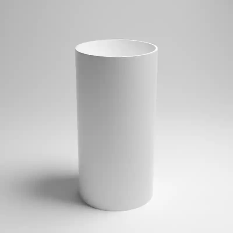 Seizoensaanbieding Lavabo Freestanding Tondo Scarico A Terra Senza Foro Rubinetteria Cristalplant Bianco Opaco L. 44 A. 87 P. 44