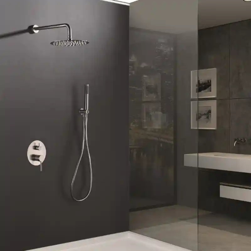 Op = Op MOSCU KIT DOCCIA SOFFIONE CON MISCELATORE MECCANICO A 2 VIE + DOCCETTA ACCIAIO INOX S.316
