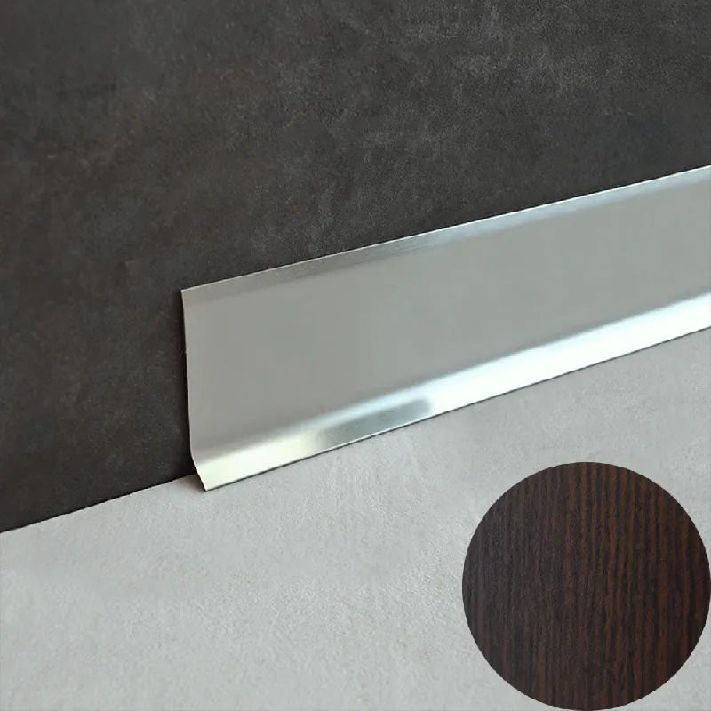 Gecertificeerd Profilitec - BATTISCOPA BA - H 60 mm, L 2700 mm in Alluminio Finitura Effetto Legno Wengé, Linea Battiscopa - BA600ATWEN270