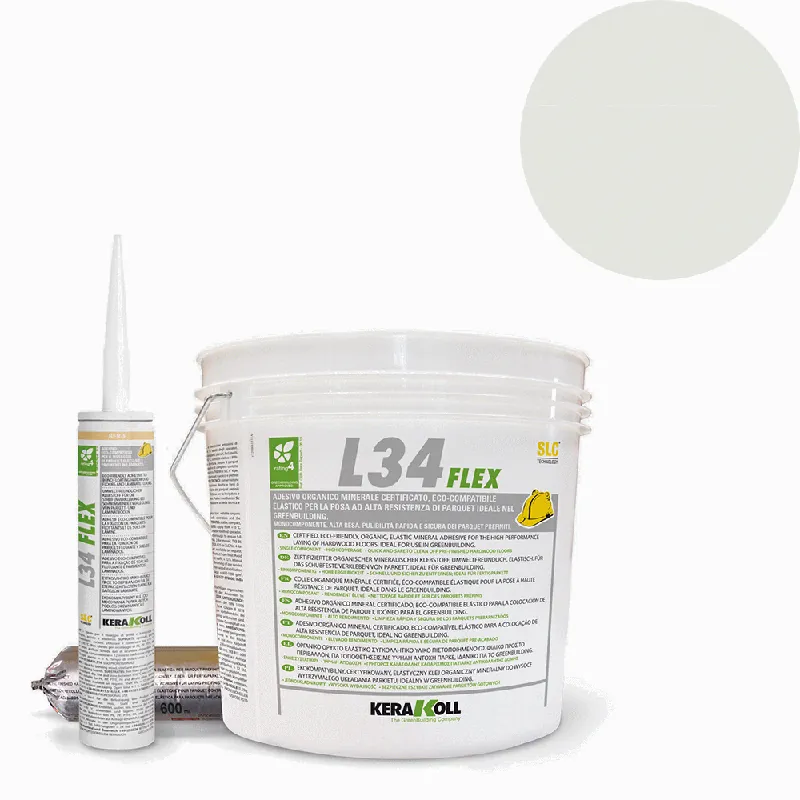 Beperkte Voorraad Kerakoll - Colle per Parquet Kerakoll L34 Flex, Adesivo organico minerale certificato, eco-compatibile elastico per la posa di parquet, colore Chiaro, Scat. pz. da 12x290 mL - 50026