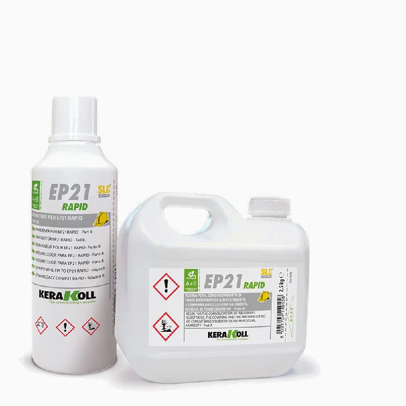Weekendaanbieding Kerakoll - Consolidanti Kerakoll EP21 Rapid, Resina organica certificata per il consolidamento di fondi assorbenti, Scat. pz. da 2x2 + 2x1 Kg - 16214