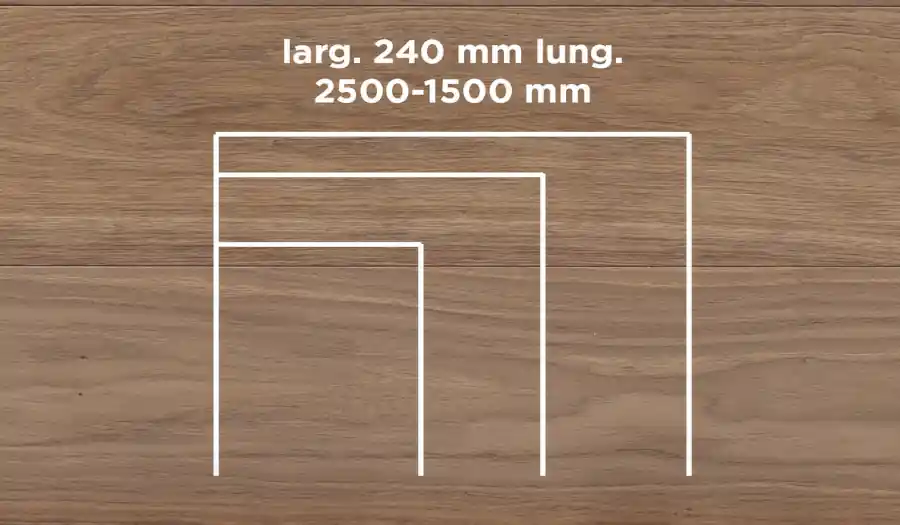 Aanbieding Unikolegno - Parquet Prefinito 2 strati, essenza Rovere Thermo 157° Commerciale TYPE, finitura EVO spazzolato verniciato all‘acqua, spessore 15 mm, larg. 240 mm lung. 2500-1500 mm (strato nobile 4 mm) - PRROVSPEV706HN