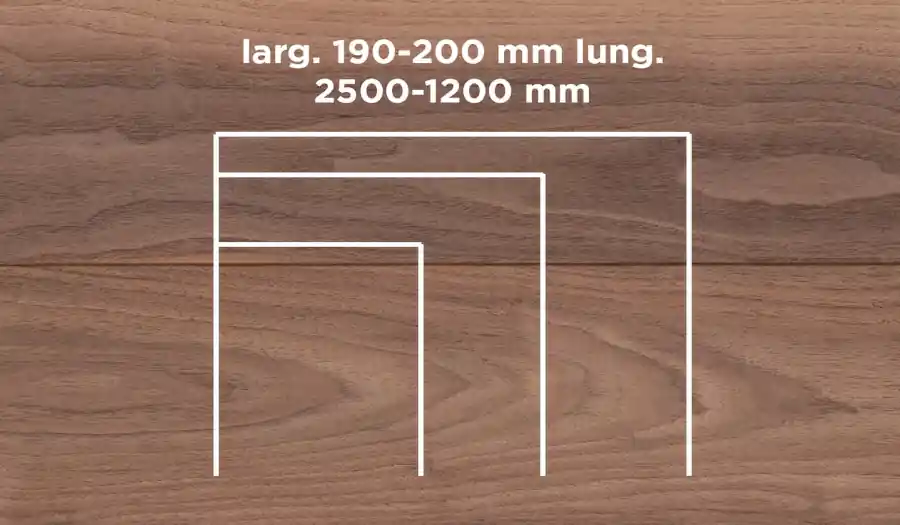 Aanbieding Unikolegno - Parquet Prefinito 3 strati, essenza Noce Americano Rustico LARGE, finitura EVO spazzolato verniciato all‘acqua, spessore 15 mm, larg. 190-200 mm lung. 2500-1200 mm (strato nobile 4 mm) - PRNOCSPEVLAR12BI3