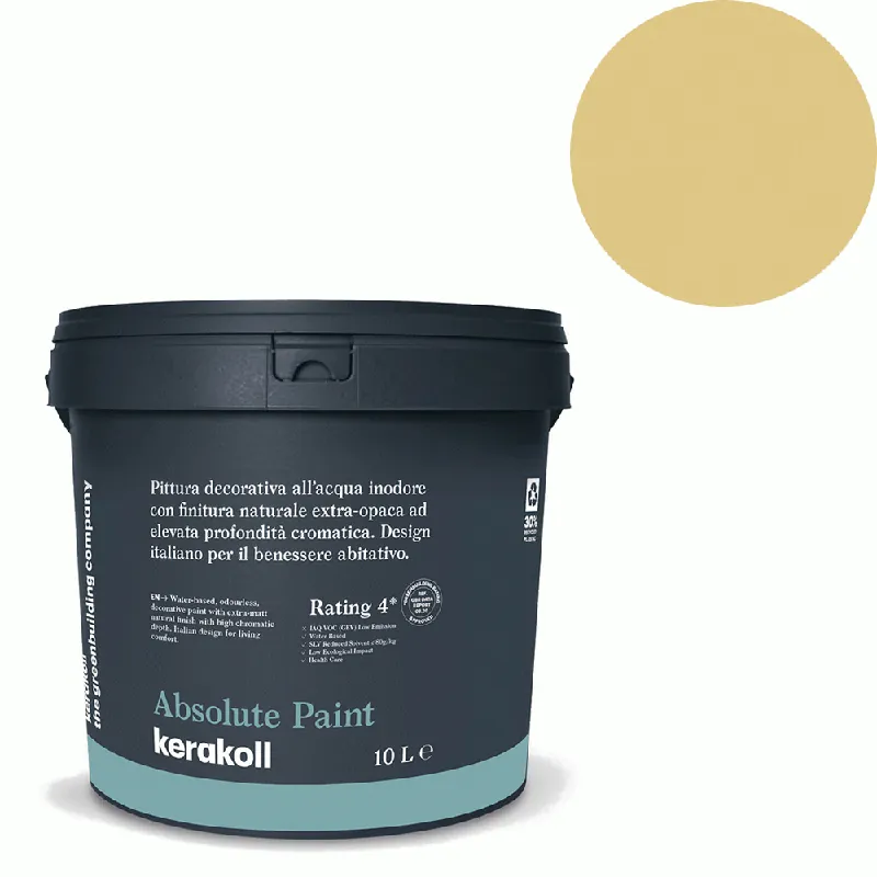 Actieprijs Kerakoll - Pitture Kerakoll Absolute Paint, Pittura decorativa all‘Acqua colore KK 100, gruppo Giallo, confezione da 10 Lt - 38300