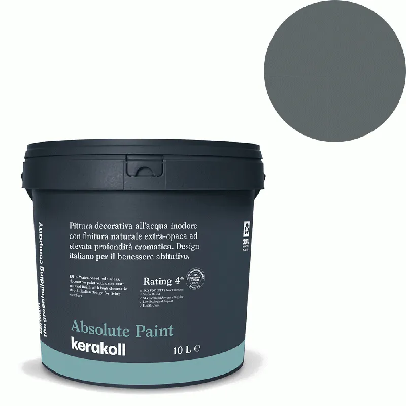 Weekendaanbieding Kerakoll - Pitture Kerakoll Absolute Paint, Pittura decorativa all‘Acqua colore KK 21, gruppo Grigio, confezione da 10 Lt - 38221