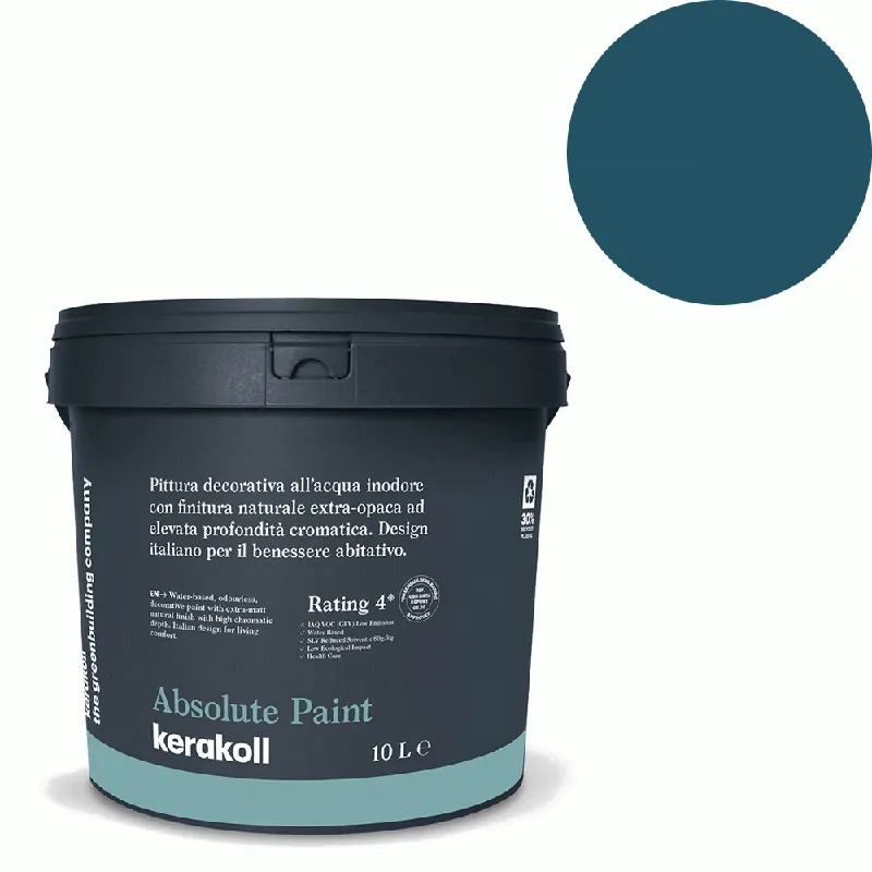 Weekendaanbieding Kerakoll - Pitture Kerakoll Absolute Paint, Pittura decorativa all‘Acqua colore KK 30, gruppo Blu, confezione da 4 Lt - 38030