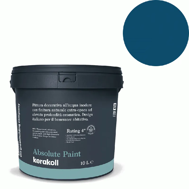 Beperkte Voorraad Kerakoll - Pitture Kerakoll Absolute Paint, Pittura decorativa all‘Acqua colore KK 31, gruppo Blu, confezione da 4 Lt - 38031