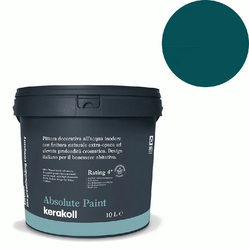 Weekendaanbieding Kerakoll - Pitture Kerakoll Absolute Paint, Pittura decorativa all‘Acqua colore KK 39, gruppo Verde, confezione da 4 Lt - 38039