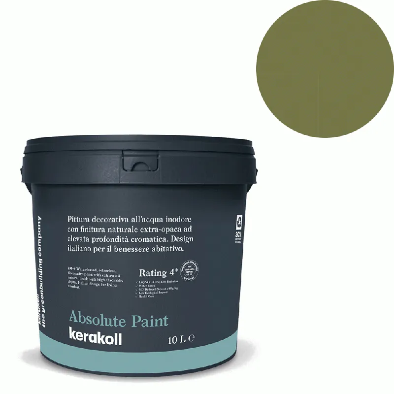 Voordeelprijs Kerakoll - Pitture Kerakoll Absolute Paint, Pittura decorativa all‘Acqua colore KK 61, gruppo Verde, confezione da 4 Lt - 38061