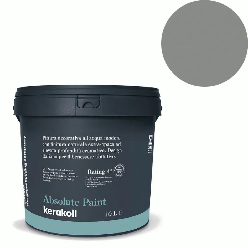 Uitverkoop Kerakoll - Pitture Kerakoll Absolute Paint, Pittura decorativa all‘Acqua colore KK 68, gruppo Grigio, confezione da 4 Lt - 38068