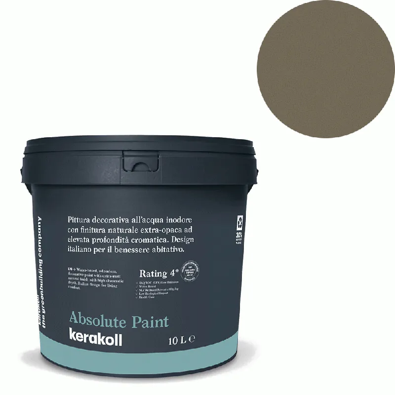 Tijdelijk Beschikbaar Kerakoll - Pitture Kerakoll Absolute Paint, Pittura decorativa all‘Acqua colore KK 93, gruppo Marrone, confezione da 10 Lt - 38293