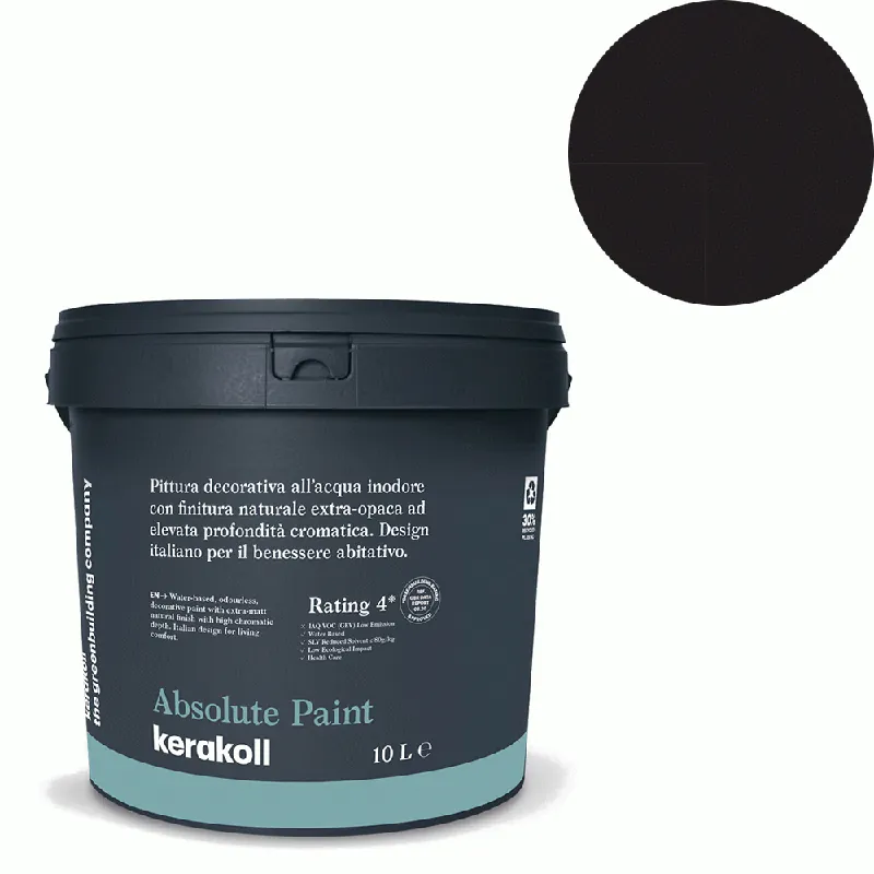 Actieprijs Kerakoll - Pitture Kerakoll Absolute Paint, Pittura decorativa all‘Acqua colore KK 95, gruppo Nero, confezione da 4 Lt - 38095