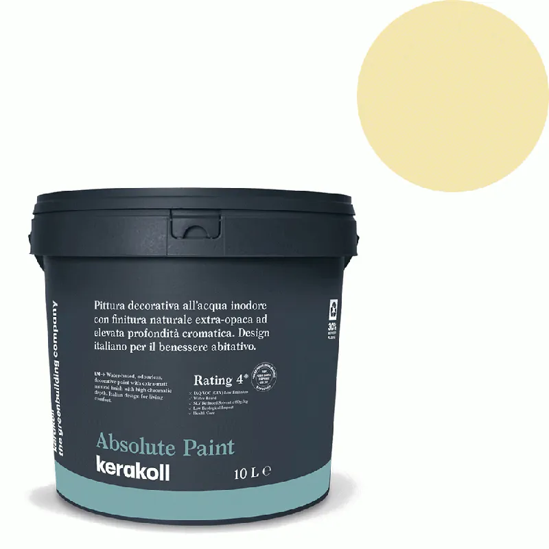 Weekendaanbieding Kerakoll - Pitture Kerakoll Absolute Paint, Pittura decorativa all‘Acqua colore KK 96, gruppo Giallo, confezione da 10 Lt - 38296