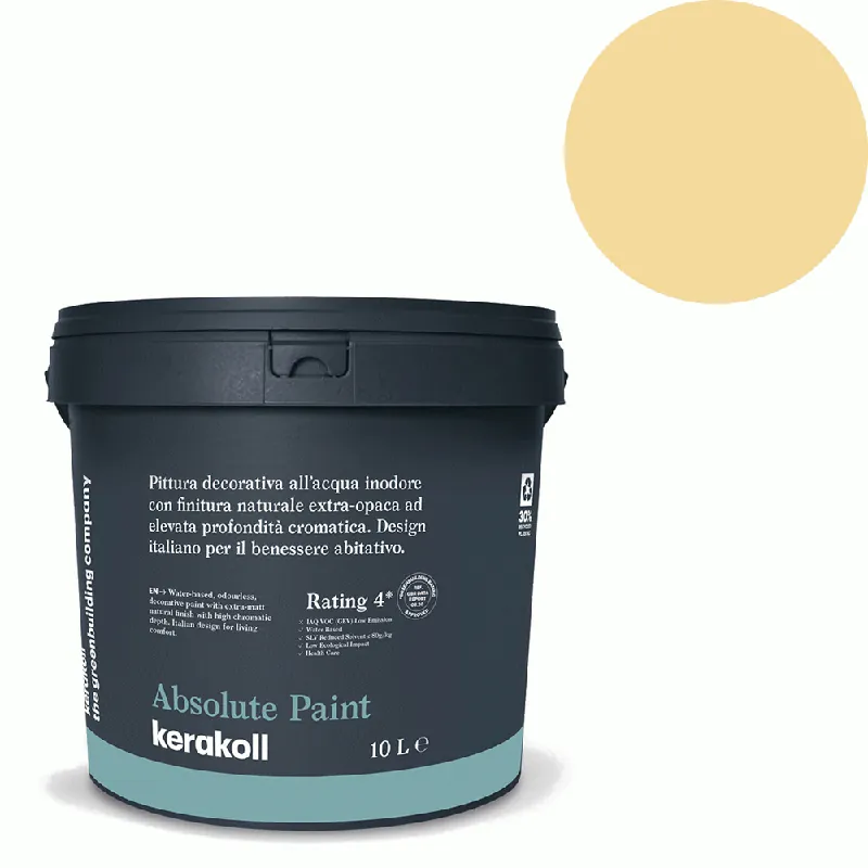 Beperkte Voorraad Kerakoll - Pitture Kerakoll Absolute Paint, Pittura decorativa all‘Acqua colore KK 98, gruppo Giallo, confezione da 10 Lt - 38298
