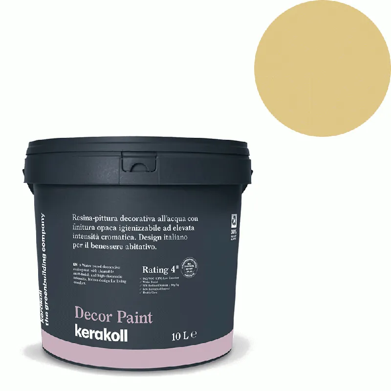 Beperkt Aanbod Kerakoll - Pitture Kerakoll Decor Paint, Resina-pittura decorativa all’acqua colore KK 100, gruppo Giallo, confezione da 4 Lt - 37300