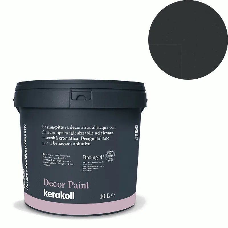 Alleen Vandaag Kerakoll - Pitture Kerakoll Decor Paint, Resina-pittura decorativa all’acqua colore KK 11, gruppo Nero, confezione da 4 Lt - 37211
