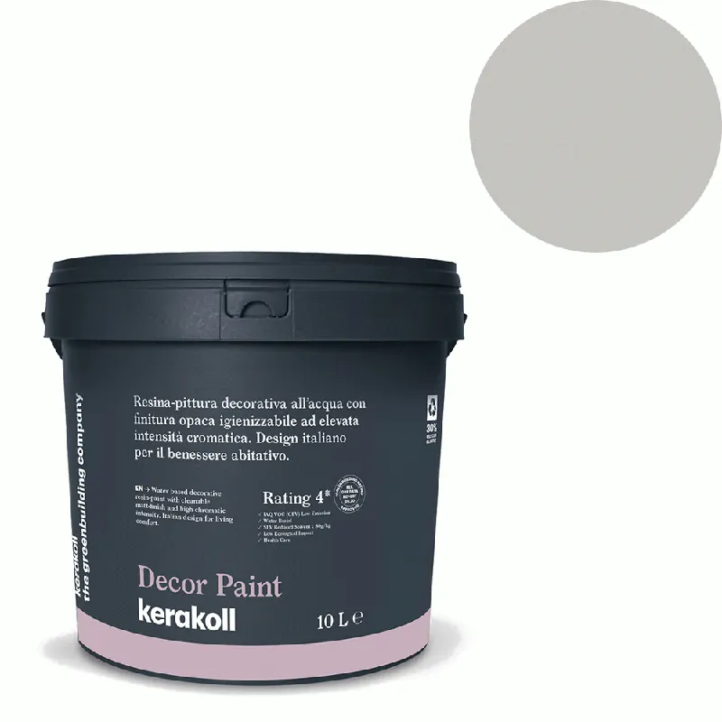 Tijdelijk Beschikbaar Kerakoll - Pitture Kerakoll Decor Paint, Resina-pittura decorativa all’acqua colore KK 5, gruppo Grigio, confezione da 4 Lt - 37205