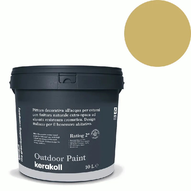 Uitverkoop Kerakoll - Pitture Kerakoll Outdoor Paint, Pittura decorativa all’acqua per esterni con finitura naturale colore KK 101, gruppo Giallo, confezione da 4 Lt - 41501