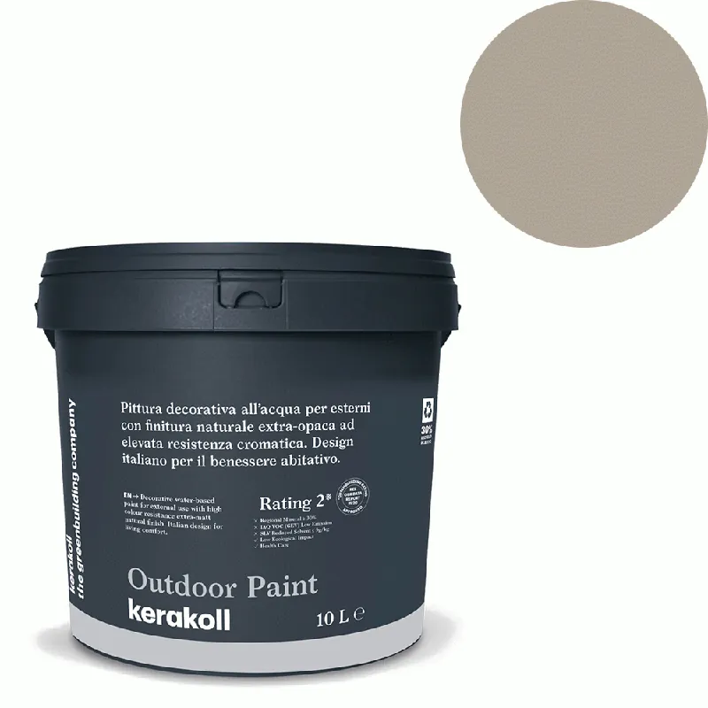Voordeelprijs Kerakoll - Pitture Kerakoll Outdoor Paint, Pittura decorativa all’acqua per esterni con finitura naturale colore KK 110, gruppo Beige, confezione da 10 Lt - 42110