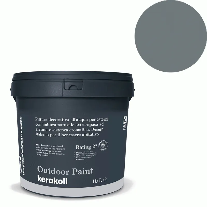 Actieprijs Kerakoll - Pitture Kerakoll Outdoor Paint, Pittura decorativa all’acqua per esterni con finitura naturale colore KK 20, gruppo Grigio, confezione da 10 Lt - 42020